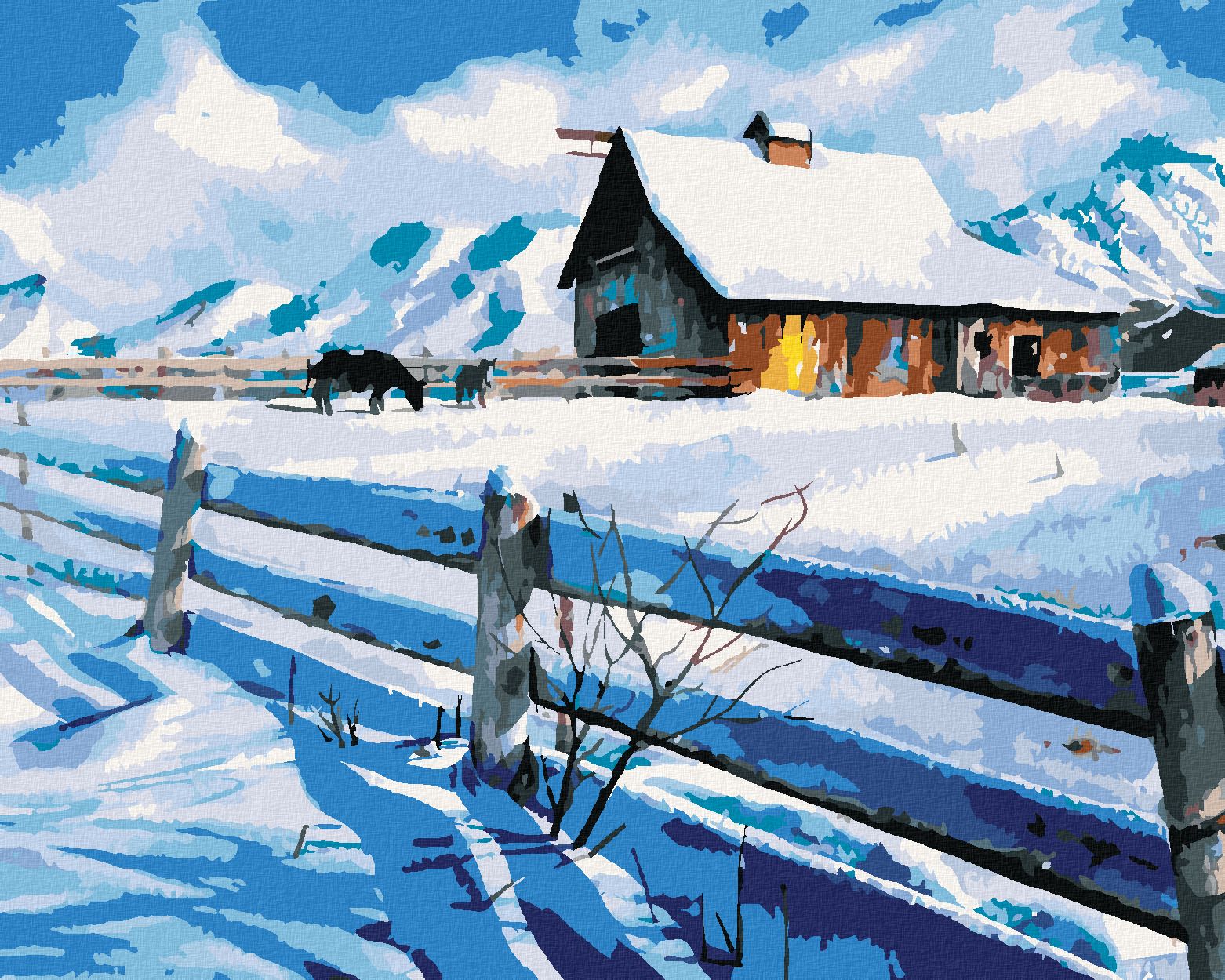 zuty Malování podle čísel - FARMA NA HORÁCH - Rozměr: 40x50 cm, Rámování: Varianta: bez rámu a bez vypnutí plátna - obrázek 1