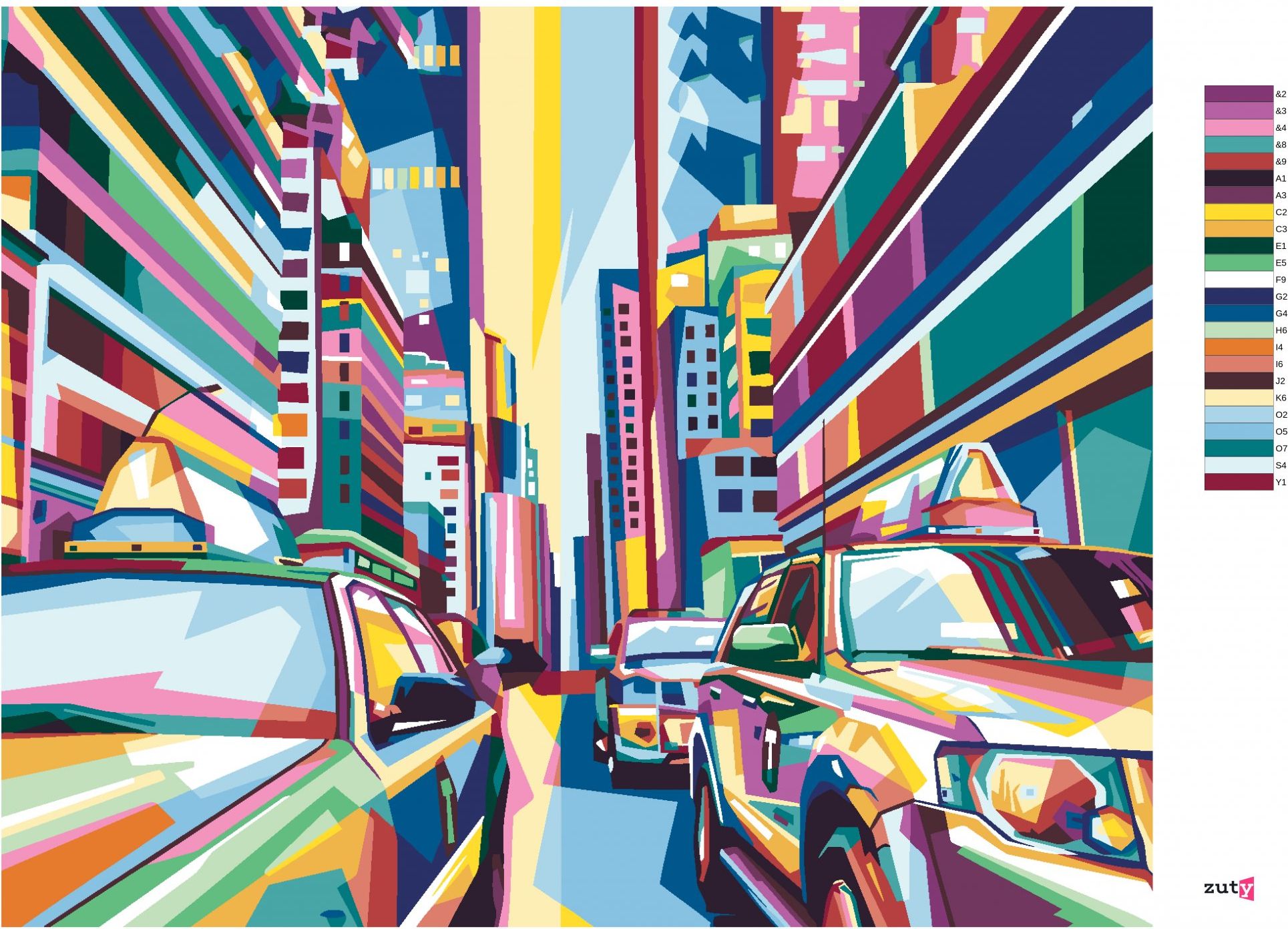 zuty Malování podle čísel - BAREVNÉ MĚSTO NEW YORK - Rozměr: 40x50 cm, Rámování: Varianta: vypnuté plátno na rám - obrázek 4