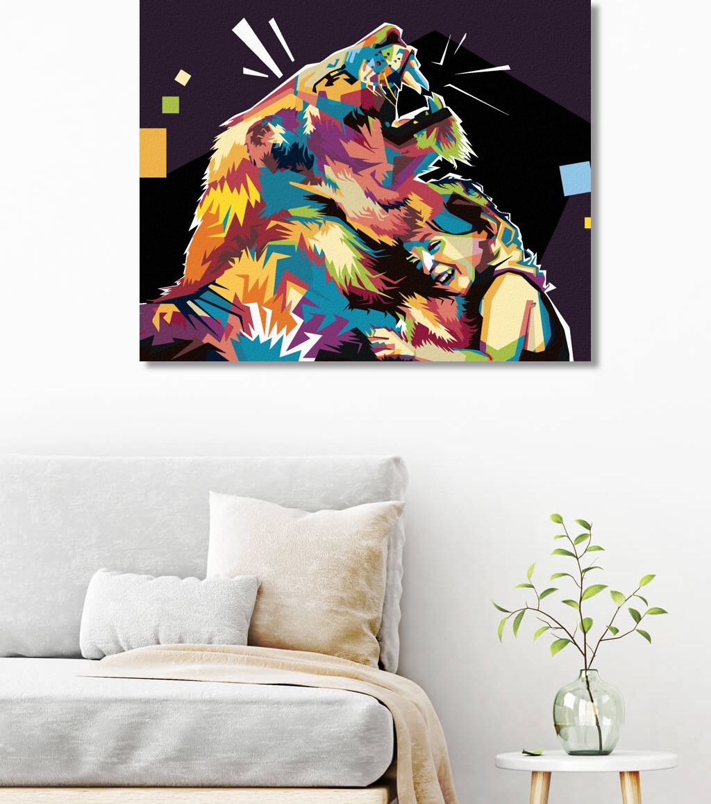zuty Malování podle čísel - BAREVNÝ LEV A DÍVKA - Rozměr: 40x50 cm, Rámování: Varianta: vypnuté plátno na rám - obrázek 9