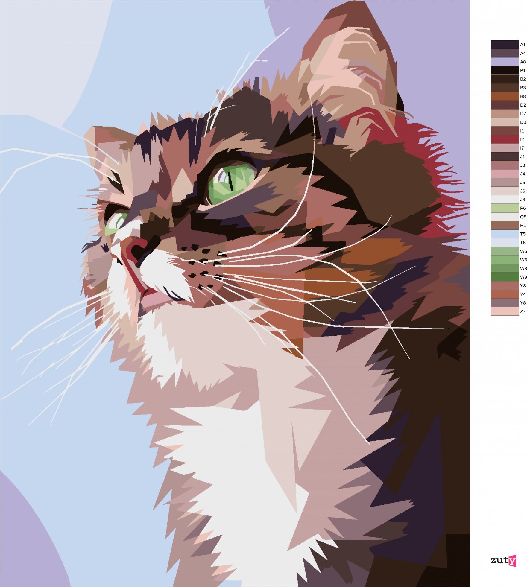 zuty Malování podle čísel - ZVĚDAVÁ KOČKA PORTRÉT - Rozměr: 40x50 cm, Rámování: Varianta: vypnuté plátno na rám - obrázek 2