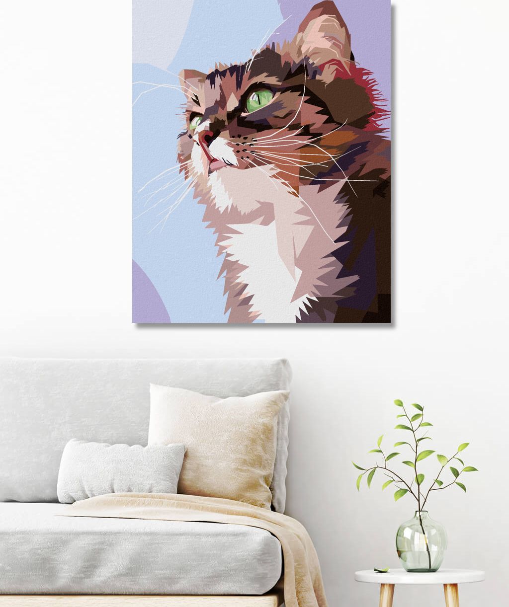 zuty Malování podle čísel - ZVĚDAVÁ KOČKA PORTRÉT - Rozměr: 40x50 cm, Rámování: Varianta: vypnuté plátno na rám - obrázek 3