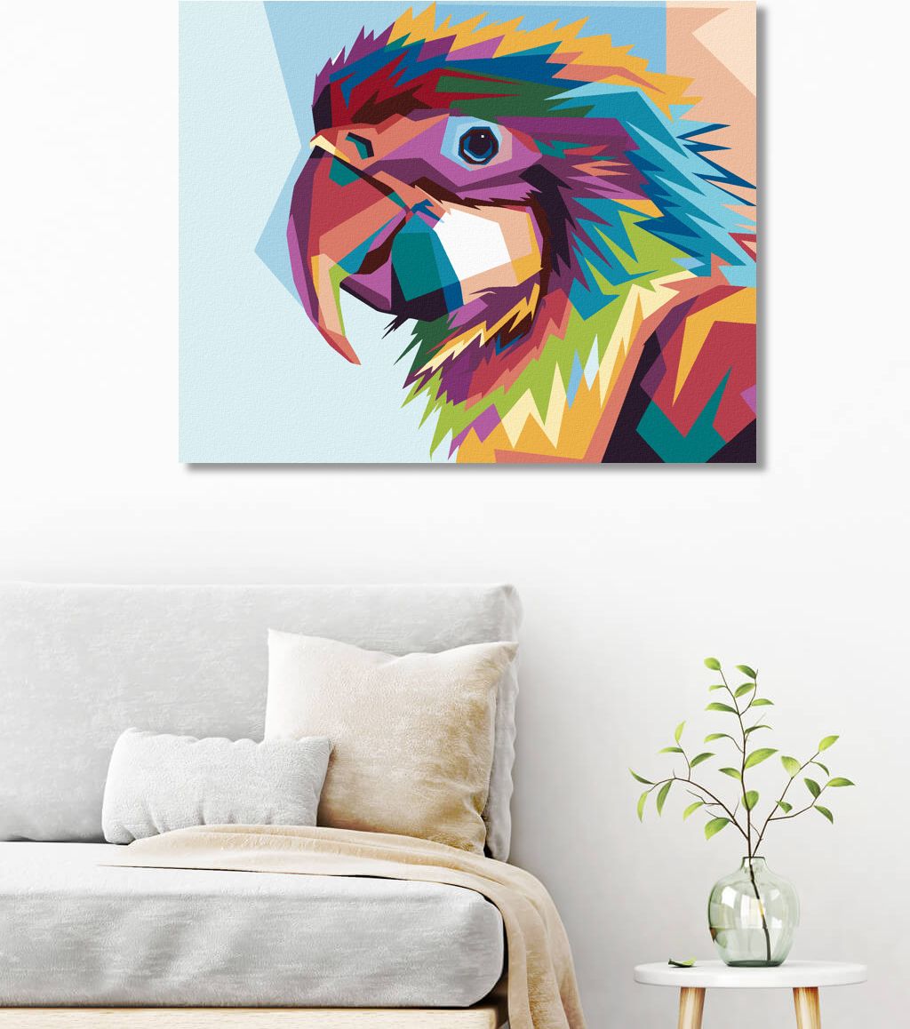 zuty Malování podle čísel - PORTRÉT BAREVNÝ PAPOUŠEK - Rozměr: 40x50 cm, Rámování: Varianta: bez rámu a bez vypnutí plátna - obrázek 3