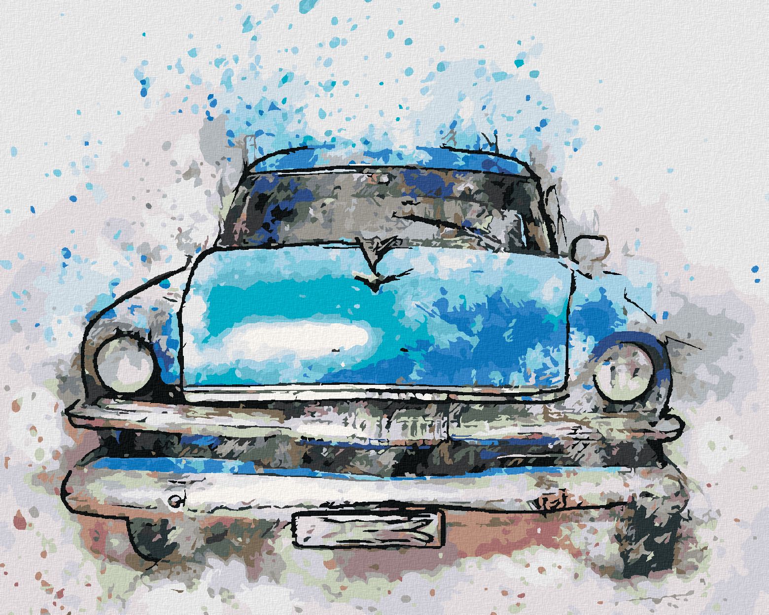 zuty Malování podle čísel - MALOVANÉ MODRÉ AUTO - Rozměr: 40x50 cm, Rámování: Varianta: vypnuté plátno na rám - obrázek 1
