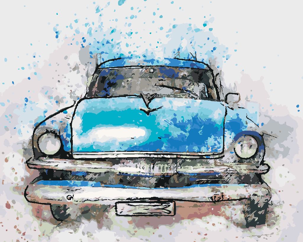 zuty Malování podle čísel - MALOVANÉ MODRÉ AUTO - Rozměr: 40x50 cm, Rámování: Varianta: vypnuté plátno na rám - obrázek 4
