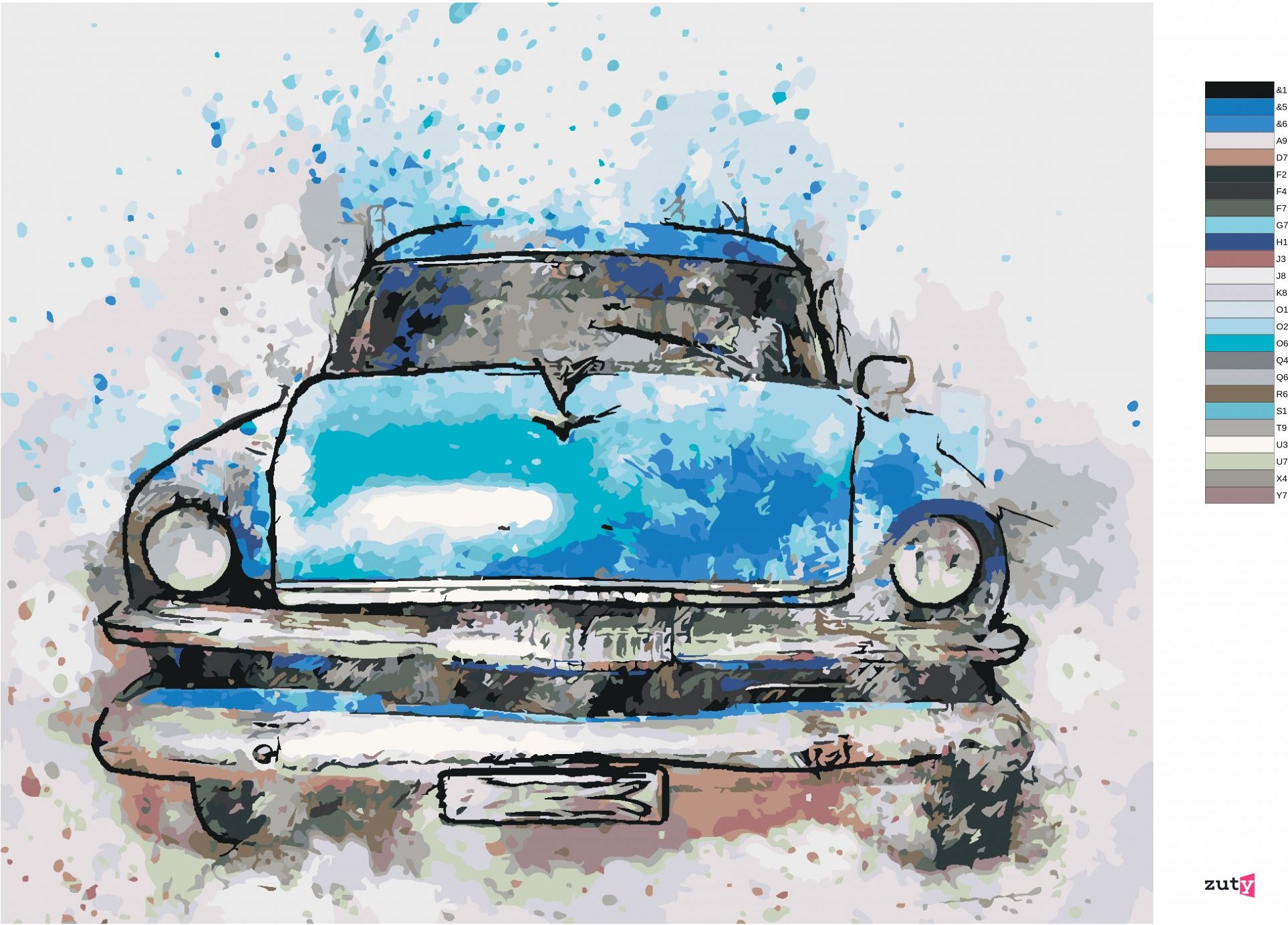 zuty Malování podle čísel - MALOVANÉ MODRÉ AUTO - Rozměr: 40x50 cm, Rámování: Varianta: vypnuté plátno na rám - obrázek 7