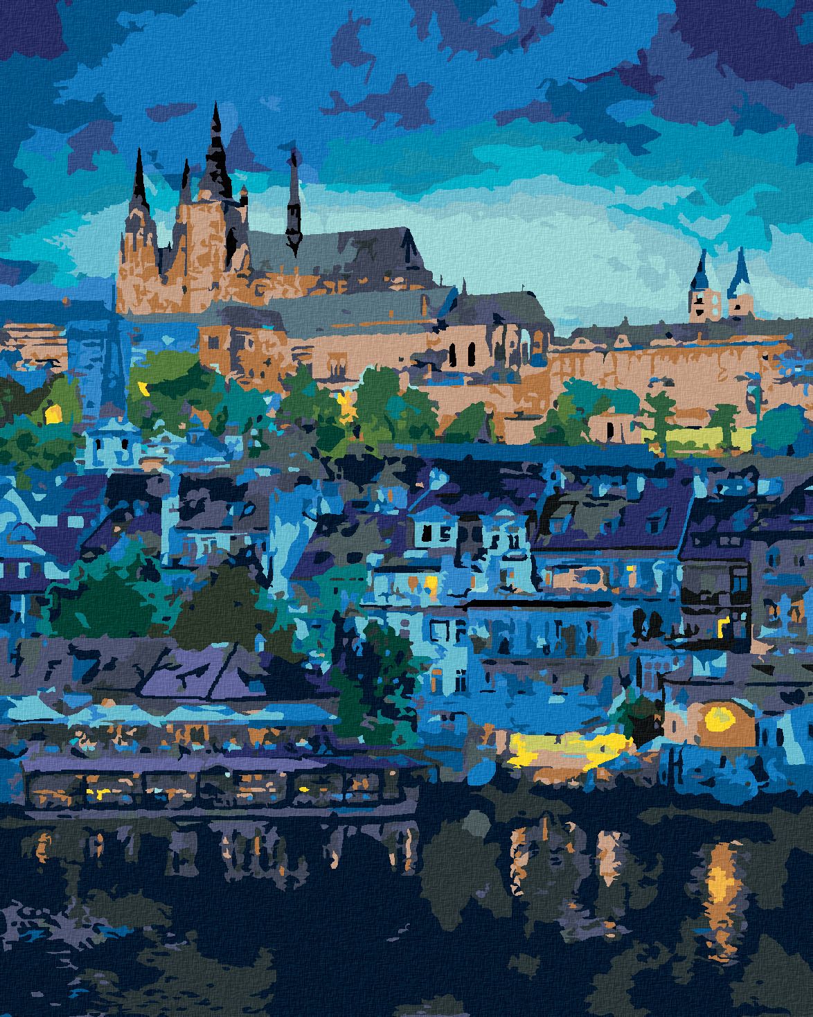 zuty Malování podle čísel - TEMNÁ PRAHA - Rozměr: 40x50 cm, Rámování: Varianta: bez rámu a bez vypnutí plátna - obrázek 1