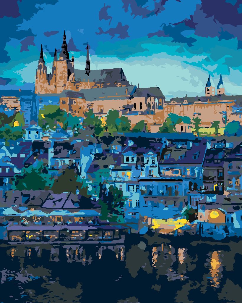 zuty Malování podle čísel - TEMNÁ PRAHA - Rozměr: 40x50 cm, Rámování: Varianta: bez rámu a bez vypnutí plátna - obrázek 6