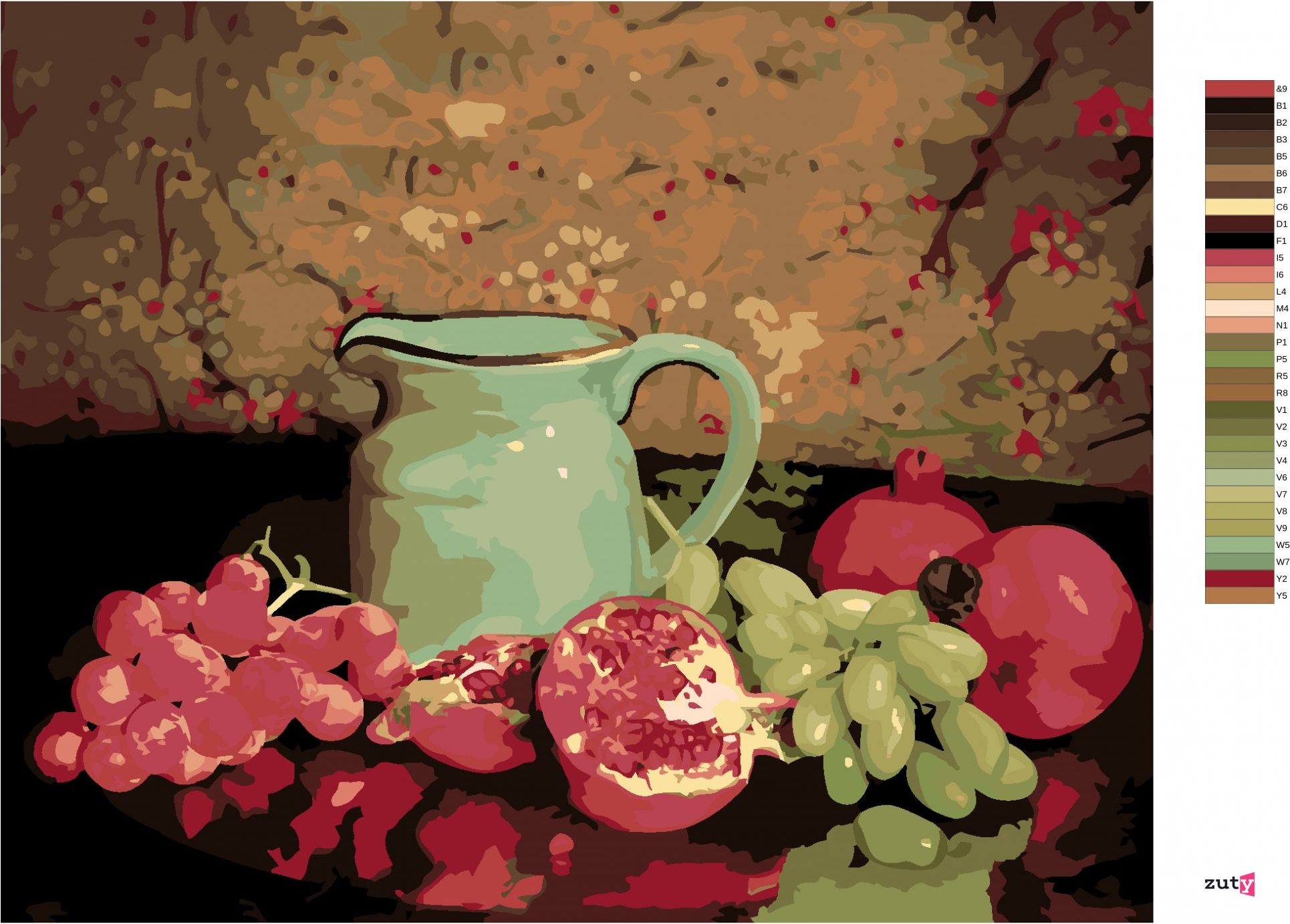 zuty Malování podle čísel - ZÁTIŠÍ S OVOCEM - Rozměr: 40x50 cm, Rámování: Varianta: bez rámu a bez vypnutí plátna - obrázek 5
