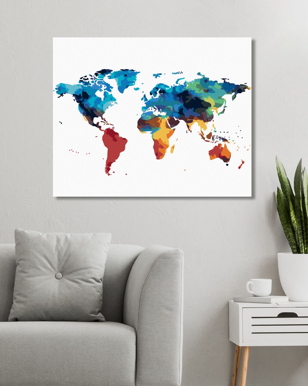 zuty Malování podle čísel - MALOVANÁ MAPA SVĚTA - Rozměr: 40x50 cm, Rámování: Varianta: bez rámu a bez vypnutí plátna - obrázek 4