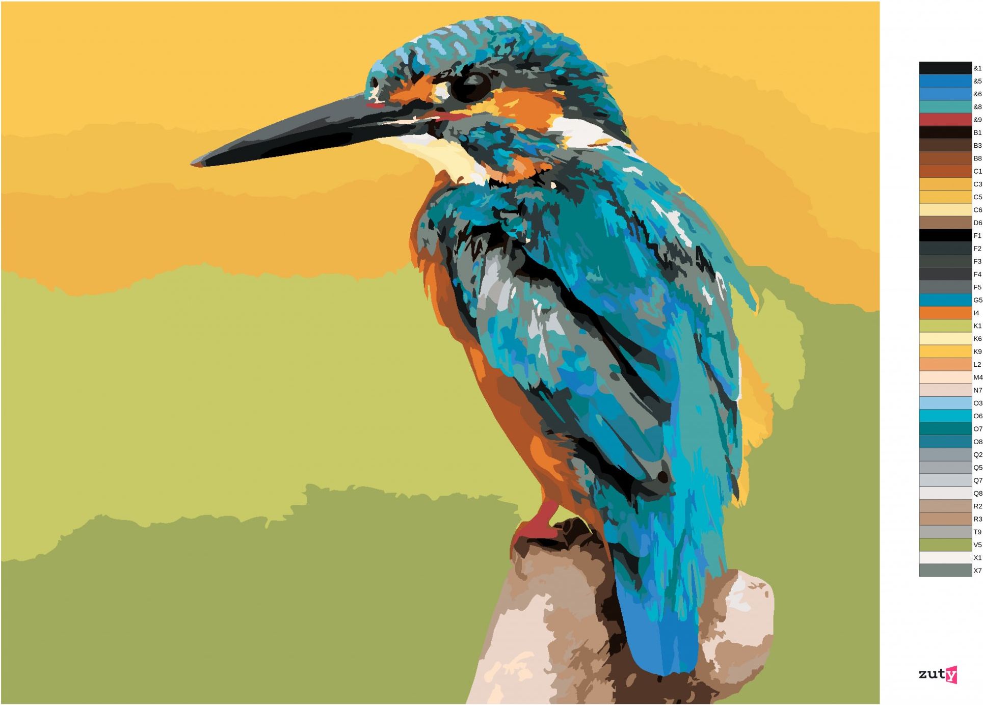 zuty Malování podle čísel - PTÁK LEDŇÁČEK - Rozměr: 40x50 cm, Rámování: Varianta: vypnuté plátno na rám - obrázek 8