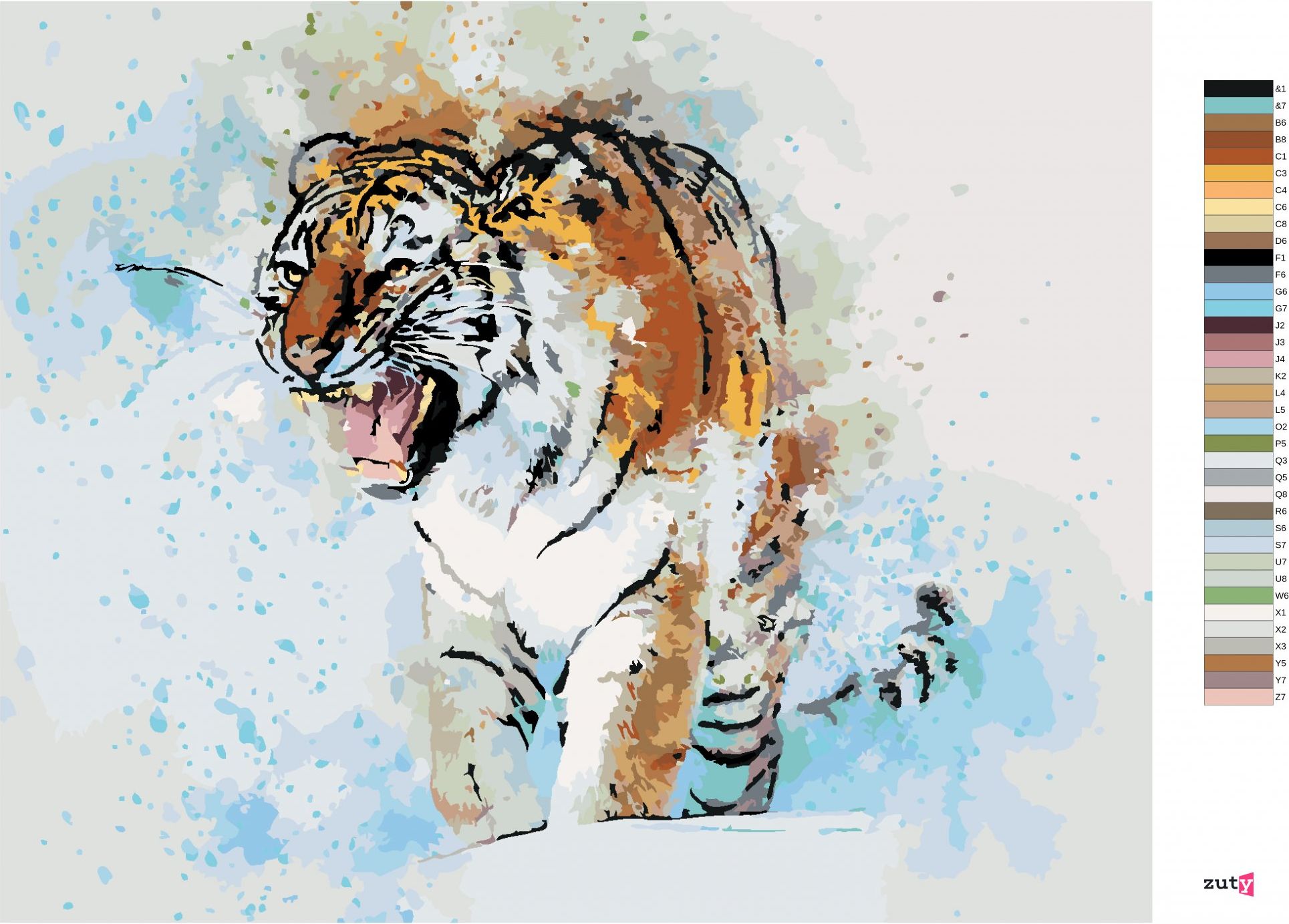 zuty Malování podle čísel - MALOVANÝ TYGR - Rozměr: 40x50 cm, Rámování: Varianta: bez rámu a bez vypnutí plátna - obrázek 11