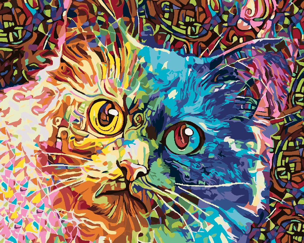 zuty Malování podle čísel - BAREVNÁ MALOVANÁ KOČKA - Rozměr: 40x50 cm, Rámování: Varianta: bez rámu a bez vypnutí plátna - obrázek 3