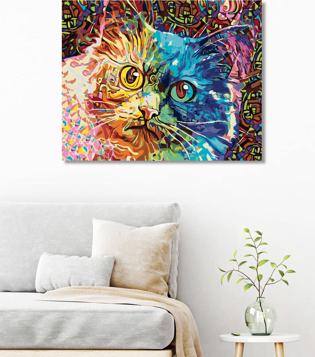 zuty Malování podle čísel - BAREVNÁ MALOVANÁ KOČKA - Rozměr: 40x50 cm, Rámování: Varianta: vypnuté plátno na rám - obrázek 8