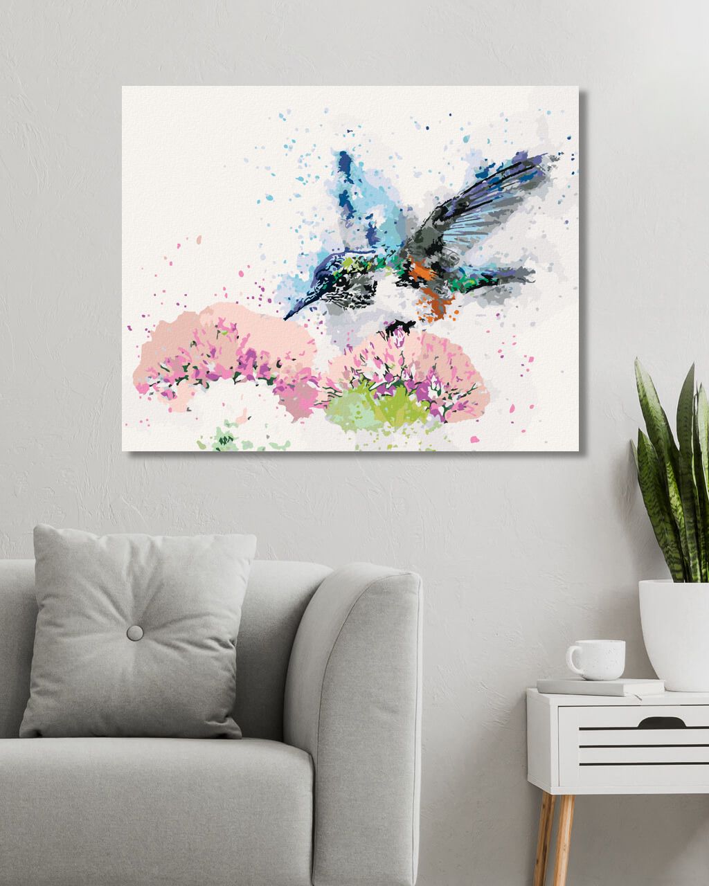 zuty Malování podle čísel - MALOVANÝ KOLIBŘÍK A KVĚTINY - Rozměr: 40x50 cm, Rámování: Varianta: vypnuté plátno na rám - obrázek 10