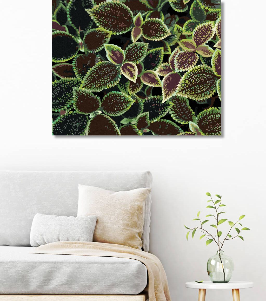 zuty Malování podle čísel - ZELENO-ČERVENÉ LISTY - Rozměr: 40x50 cm, Rámování: Varianta: bez rámu a bez vypnutí plátna - obrázek 2