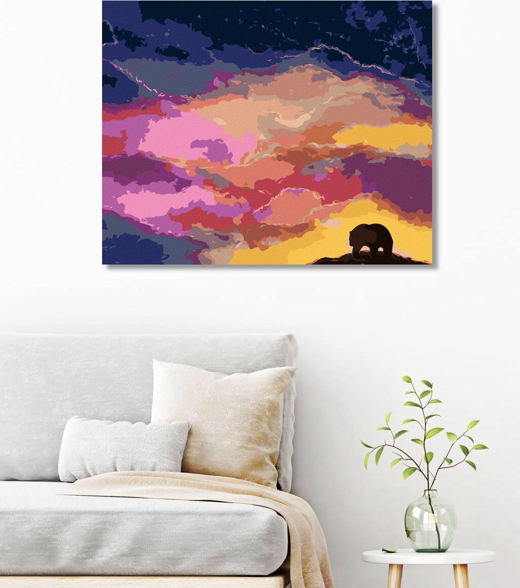 zuty Malování podle čísel - MEDVĚD A BAREVNÉ MRAKY - Rozměr: 40x50 cm, Rámování: Varianta: bez rámu a bez vypnutí plátna - obrázek 9