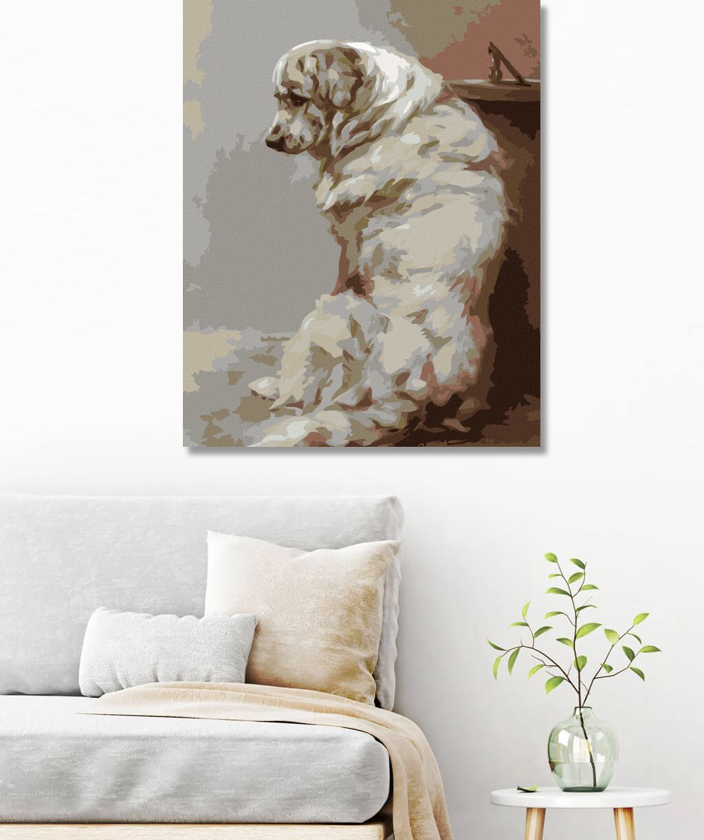 zuty Malování podle čísel - VELKÝ BÍLÝ PES - Rozměr: 40x50 cm, Rámování: Varianta: vypnuté plátno na rám - obrázek 6