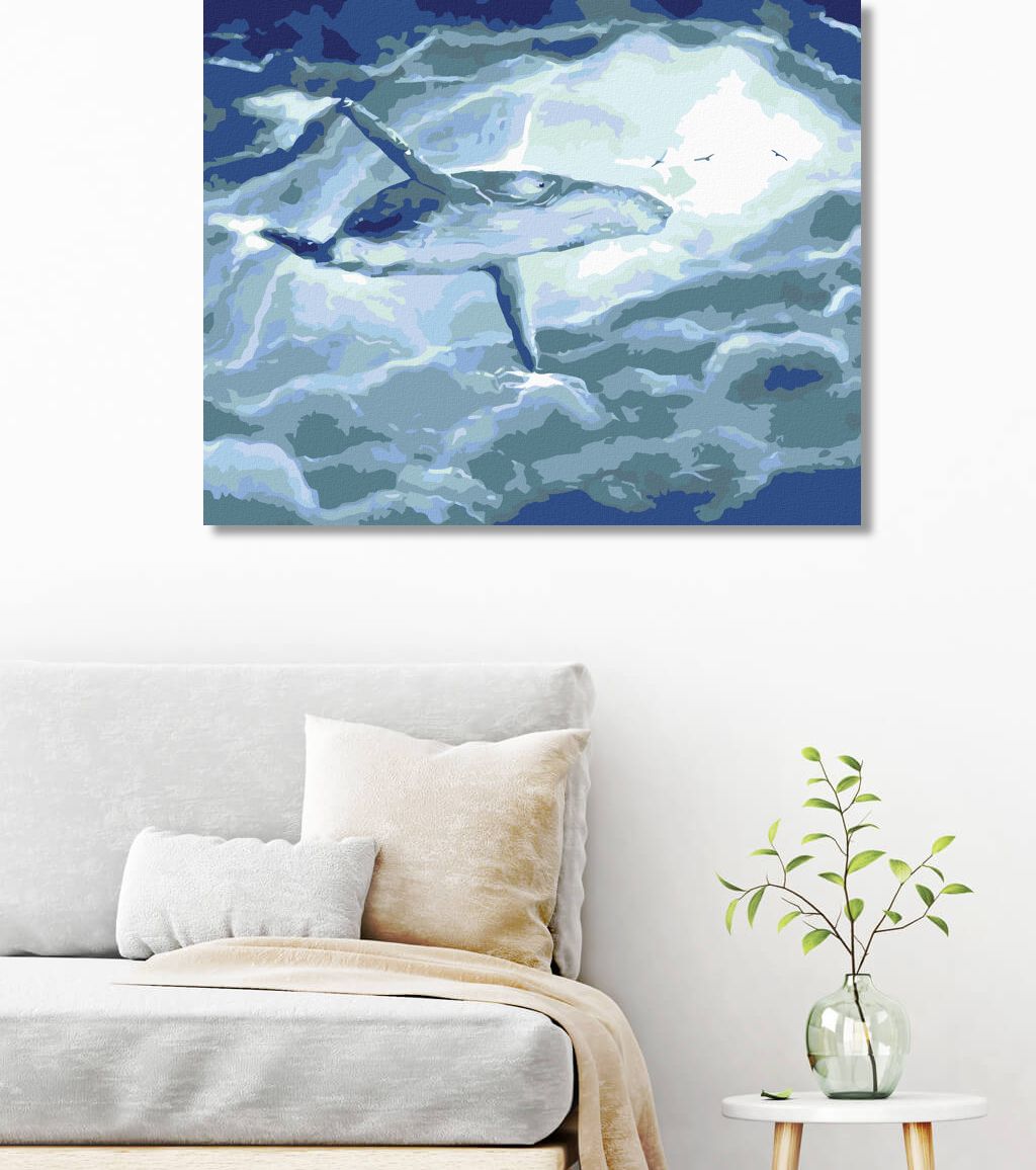 zuty Malování podle čísel - VELRYBA V OBLACÍCH - Rozměr: 40x50 cm, Rámování: Varianta: bez rámu a bez vypnutí plátna - obrázek 5