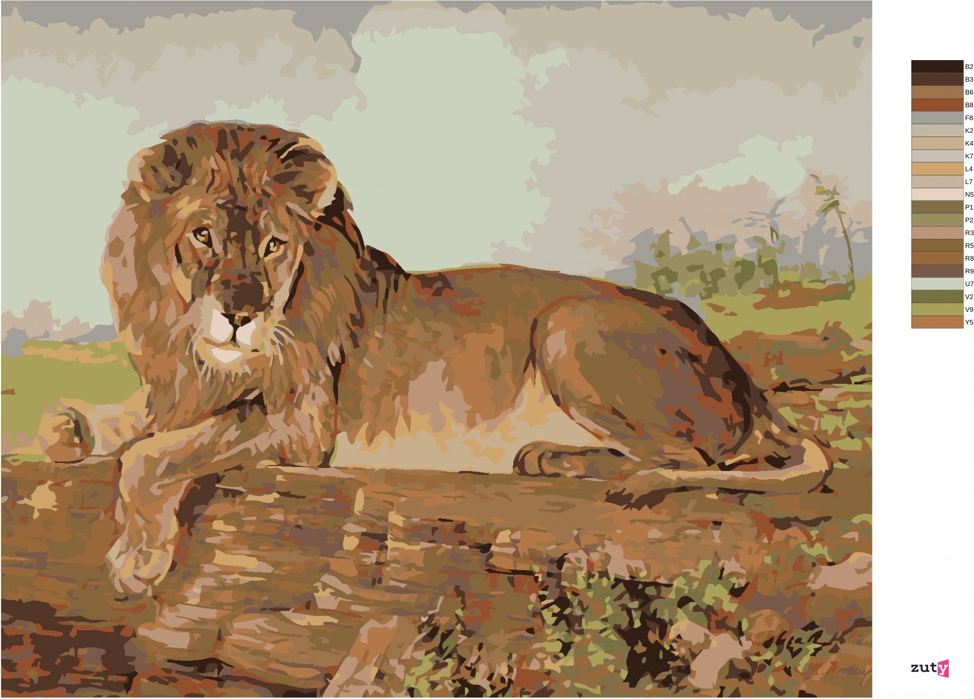 zuty Malování podle čísel - LEV NA SAVANĚ - Rozměr: 40x50 cm, Rámování: Varianta: vypnuté plátno na rám - obrázek 4