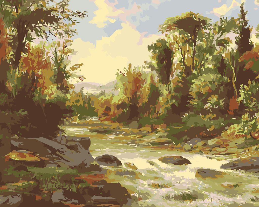 zuty Malování podle čísel - ŘEKA V PODZIMNÍM LESE - Rozměr: 40x50 cm, Rámování: Varianta: vypnuté plátno na rám - obrázek 7