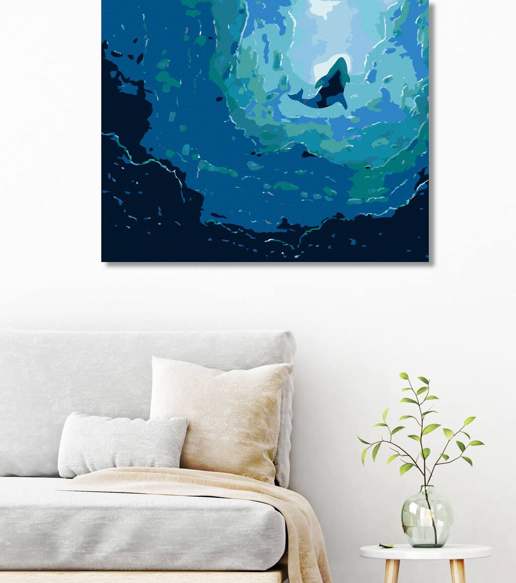 zuty Malování podle čísel - VELRYBA A MODRÝ OCEÁN - Rozměr: 40x50 cm, Rámování: Varianta: vypnuté plátno na rám - obrázek 5