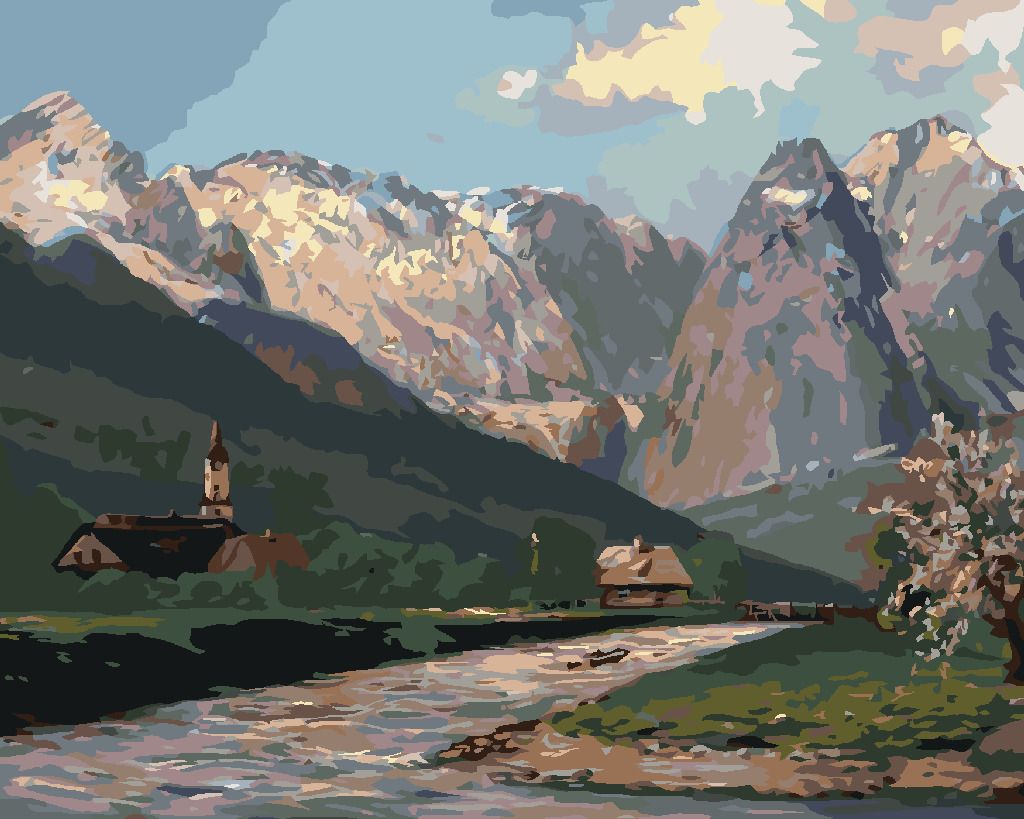 zuty Malování podle čísel - HORY A VESNICE NA VENKOVĚ - Rozměr: 40x50 cm, Rámování: Varianta: bez rámu a bez vypnutí plátna - obrázek 10