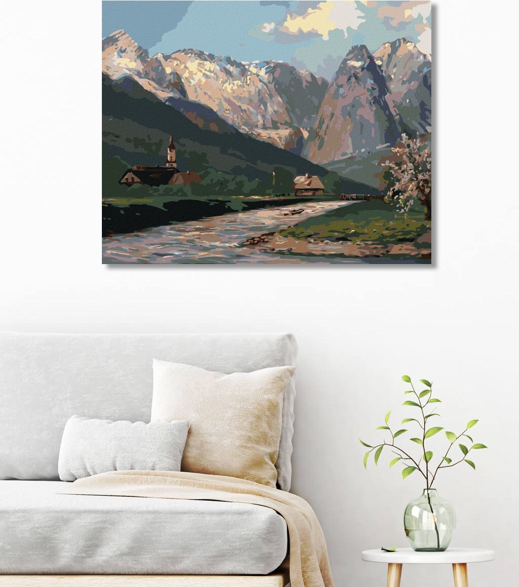 zuty Malování podle čísel - HORY A VESNICE NA VENKOVĚ - Rozměr: 40x50 cm, Rámování: Varianta: vypnuté plátno na rám - obrázek 8