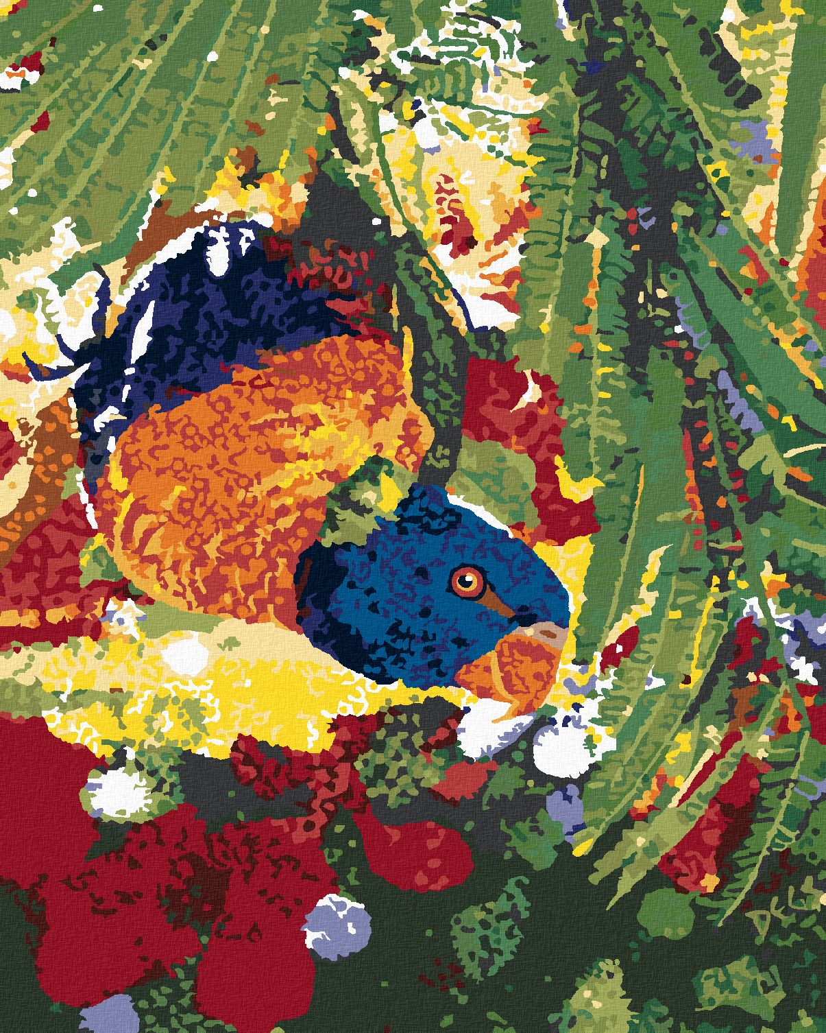 zuty Malování podle čísel - PAPOUŠEK HLAVOU DOLŮ - Rozměr: 40x50 cm, Rámování: Varianta: vypnuté plátno na rám - obrázek 1