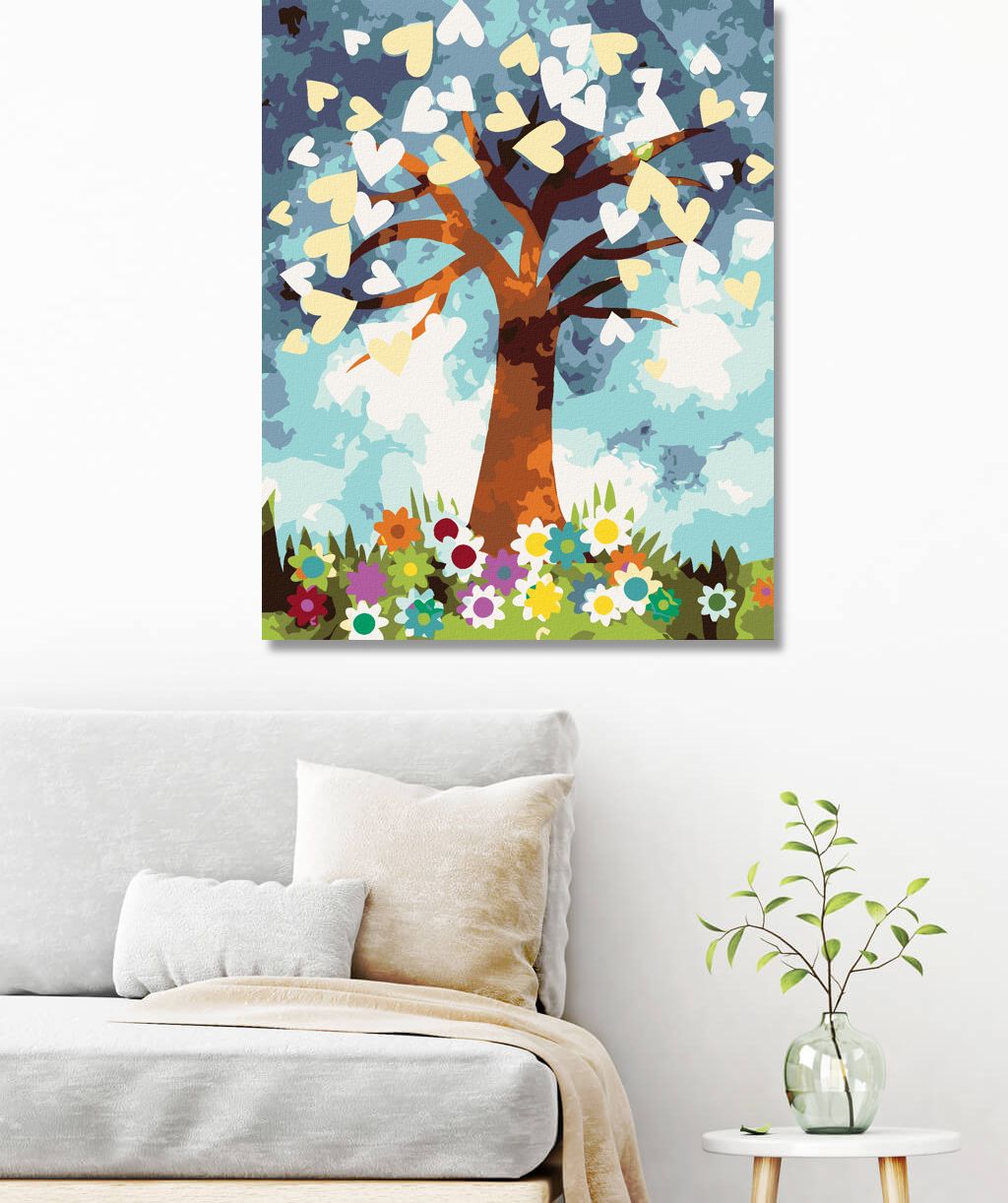 zuty Malování podle čísel - SRDCOVÝ STROM A KVĚTINY - Rozměr: 40x50 cm, Rámování: Varianta: bez rámu a bez vypnutí plátna - obrázek 6
