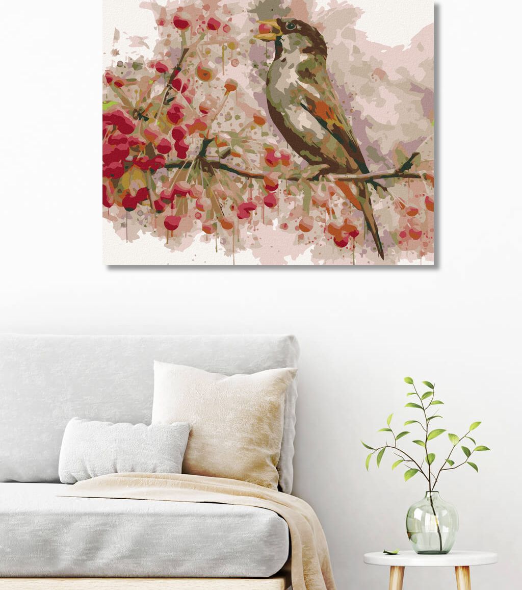 zuty Malování podle čísel - PTÁK A JEŘABINY - Rozměr: 40x50 cm, Rámování: Varianta: bez rámu a bez vypnutí plátna - obrázek 2