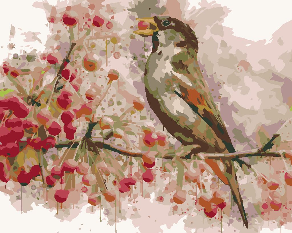 zuty Malování podle čísel - PTÁK A JEŘABINY - Rozměr: 40x50 cm, Rámování: Varianta: bez rámu a bez vypnutí plátna - obrázek 3