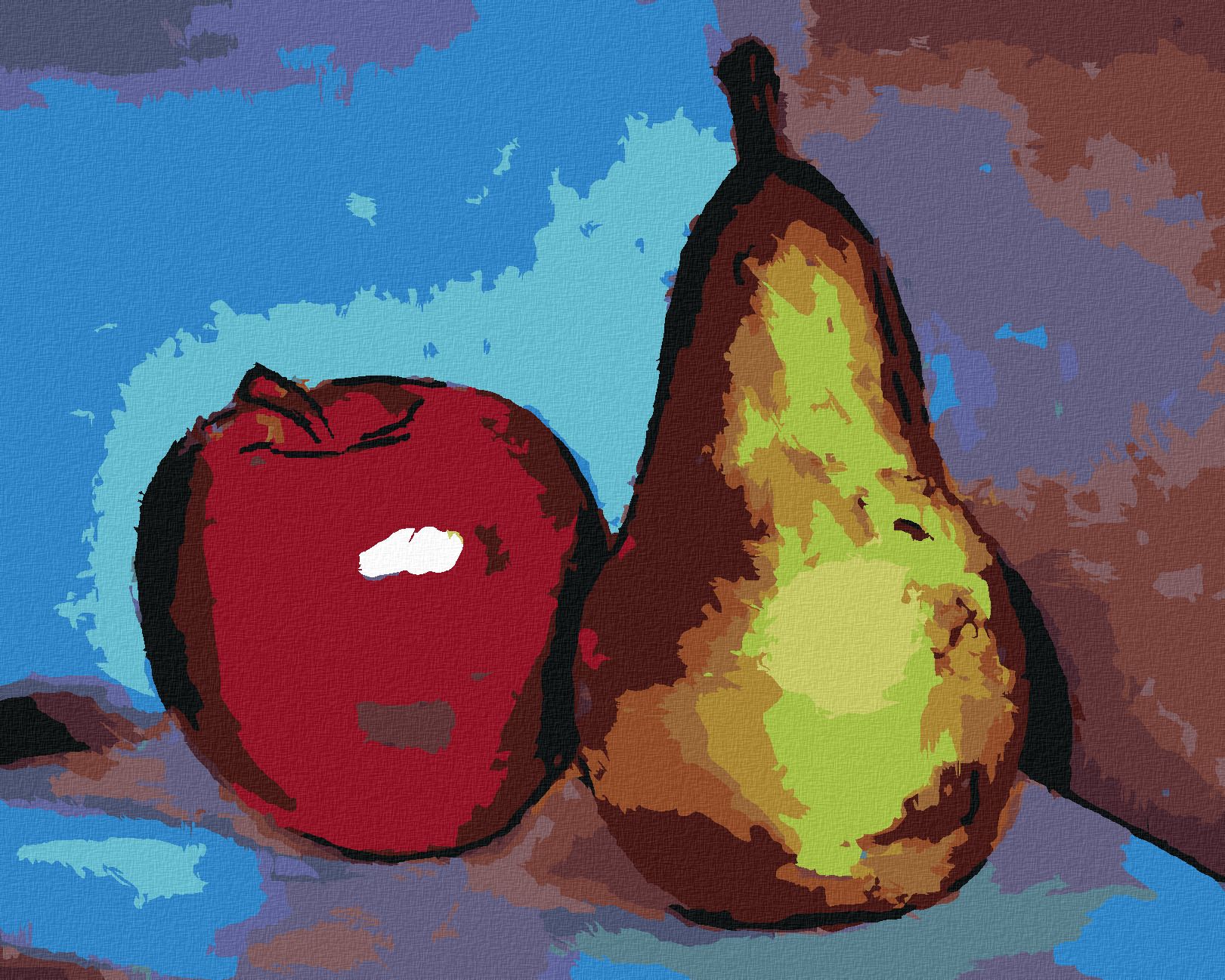 zuty Malování podle čísel - JABLKO A HRUŠKA - Rozměr: 40x50 cm, Rámování: Varianta: vypnuté plátno na rám - obrázek 1
