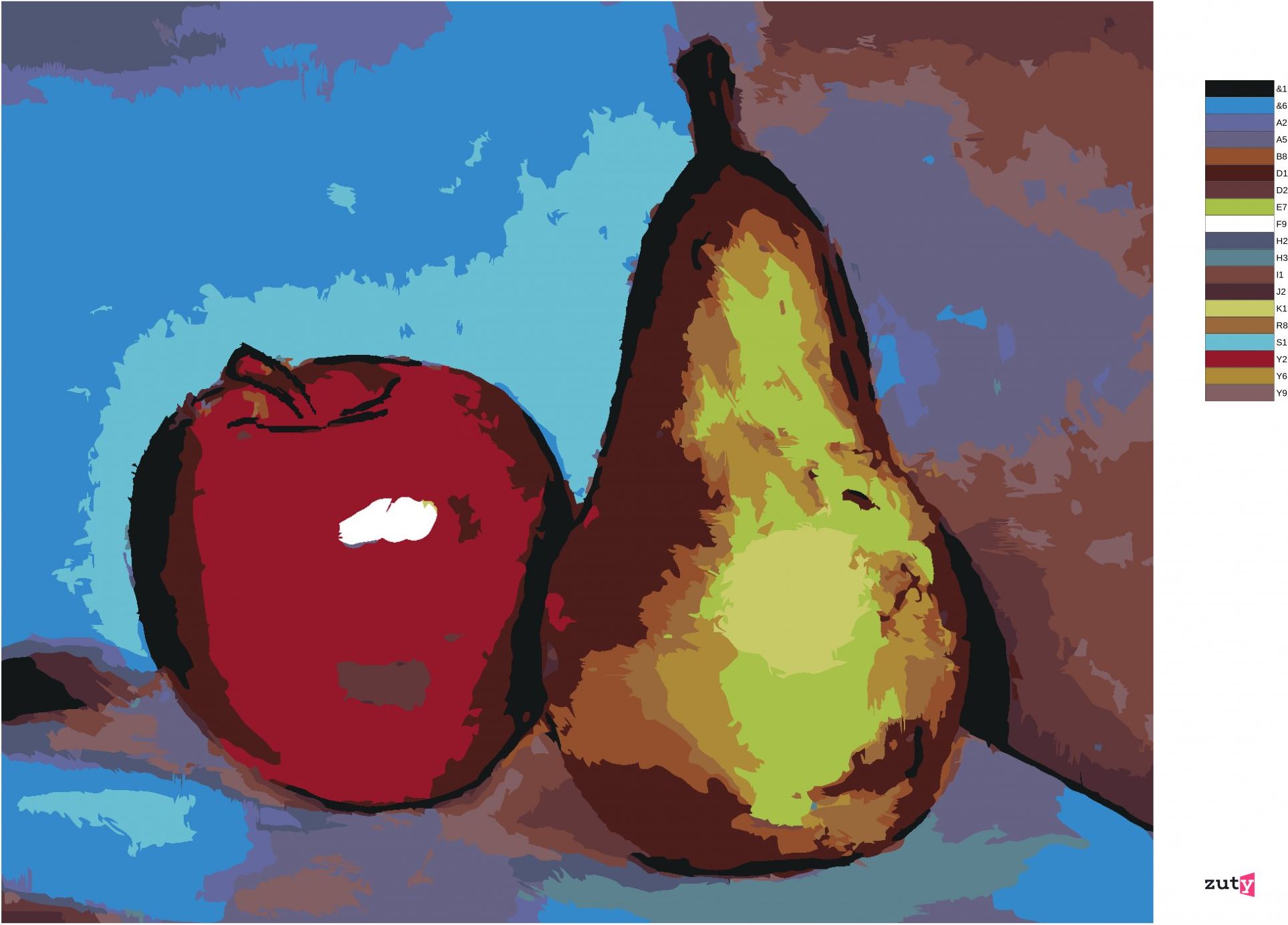 zuty Malování podle čísel - JABLKO A HRUŠKA - Rozměr: 40x50 cm, Rámování: Varianta: vypnuté plátno na rám - obrázek 4