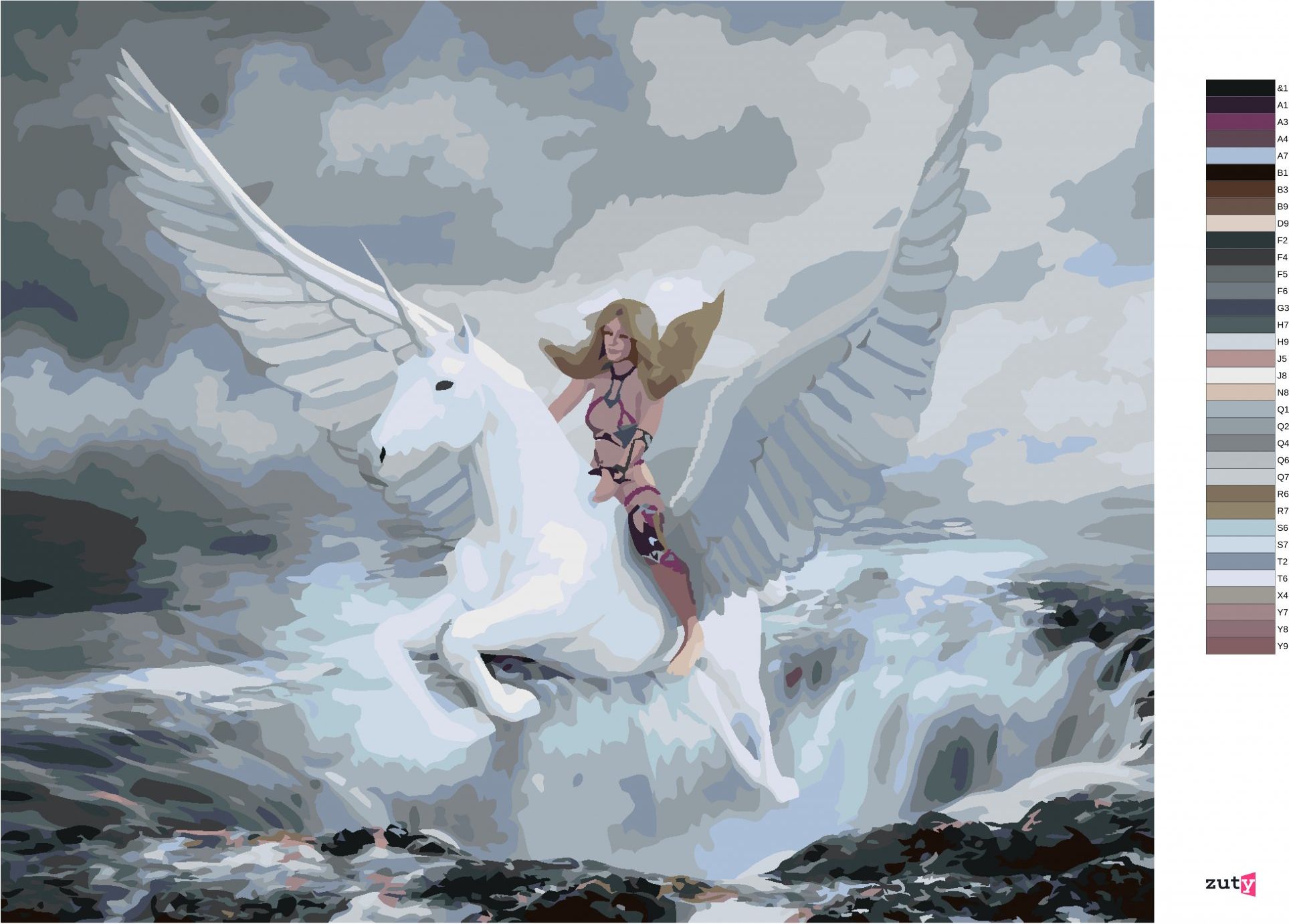 zuty Malování podle čísel - FANTASY ŽENA A PEGAS - Rozměr: 40x50 cm, Rámování: Varianta: vypnuté plátno na rám - obrázek 5
