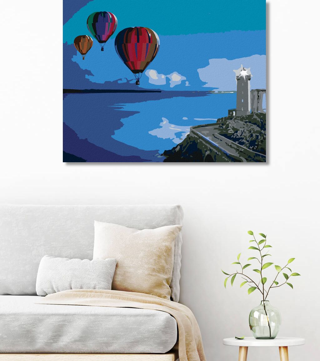zuty Malování podle čísel - HORKOVZDUŠNÉ BALONY U MAJÁKU - Rozměr: 40x50 cm, Rámování: Varianta: vypnuté plátno na rám - obrázek 6
