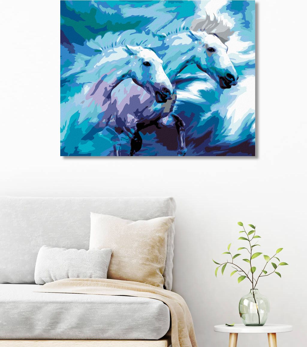 zuty Malování podle čísel - DVA KONĚ V MODRÉ - Rozměr: 40x50 cm, Rámování: Varianta: bez rámu a bez vypnutí plátna - obrázek 10