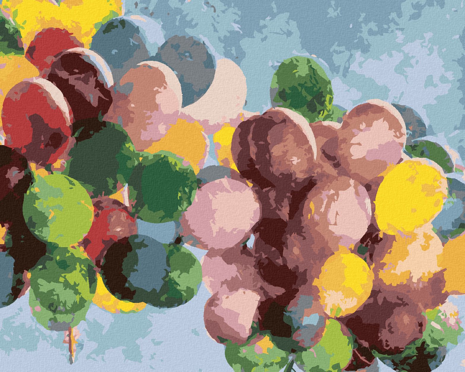 zuty Malování podle čísel - BAREVNÉ NAROZENINOVÉ BALONKY - Rozměr: 40x50 cm, Rámování: Varianta: vypnuté plátno na rám - obrázek 1