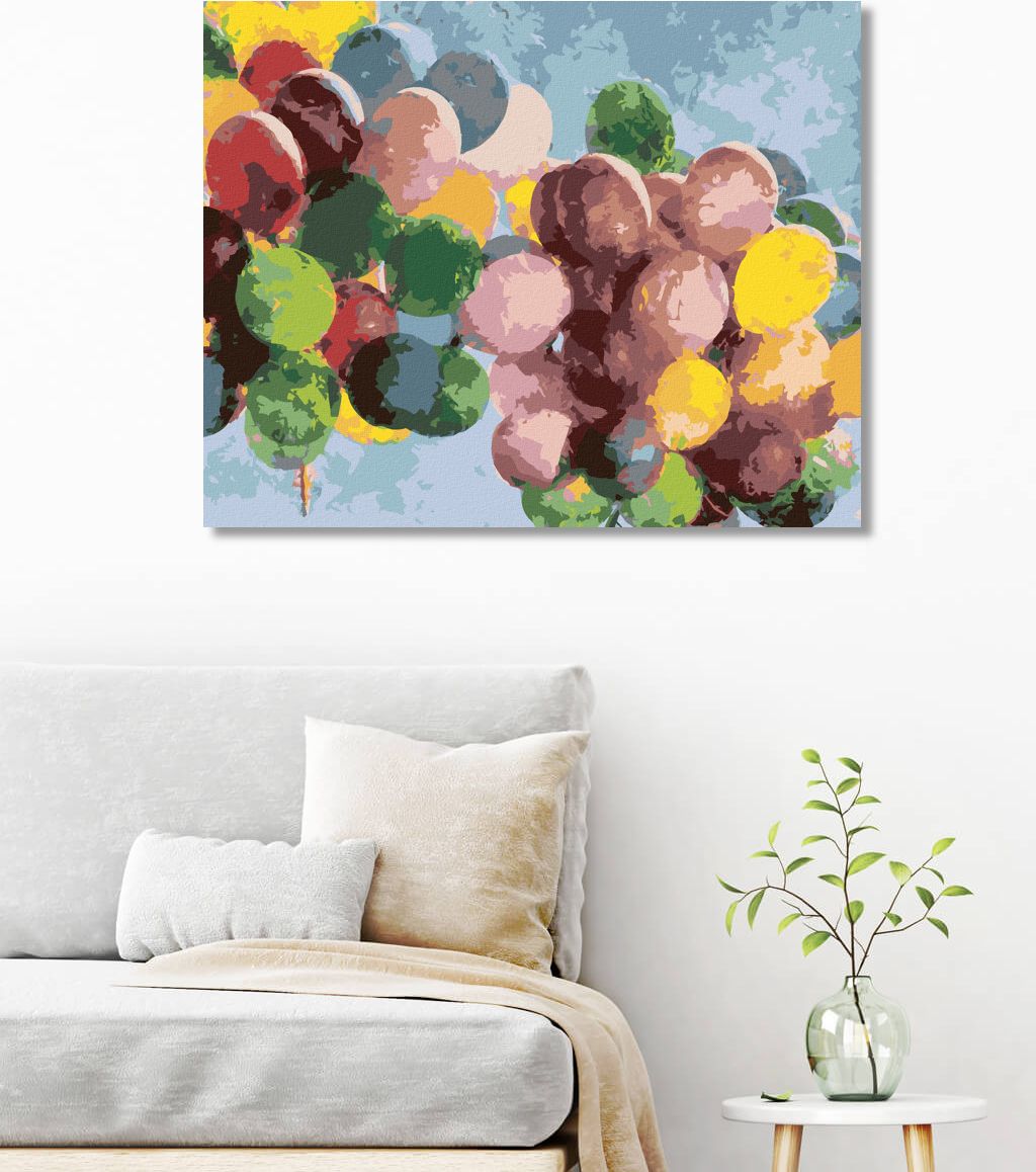 zuty Malování podle čísel - BAREVNÉ NAROZENINOVÉ BALONKY - Rozměr: 40x50 cm, Rámování: Varianta: vypnuté plátno na rám - obrázek 2
