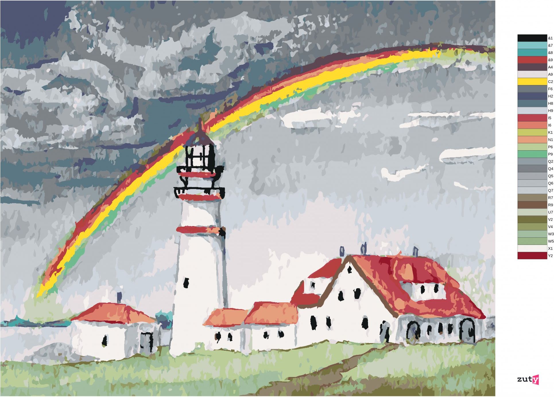 zuty Malování podle čísel - DUHA NAD MAJÁKEM - Rozměr: 40x50 cm, Rámování: Varianta: vypnuté plátno na rám - obrázek 8