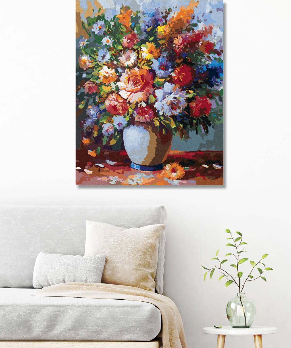 zuty Malování podle čísel - PĚSTRÉ KVĚTINY VE VÁZE - Rozměr: 40x50 cm, Rámování: Varianta: vypnuté plátno na rám - obrázek 2