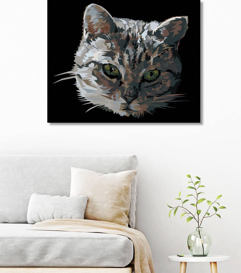 zuty Malování podle čísel - ŠEDÁ KOČKA PORTRÉT - Rozměr: 40x50 cm, Rámování: Varianta: bez rámu a bez vypnutí plátna - obrázek 7