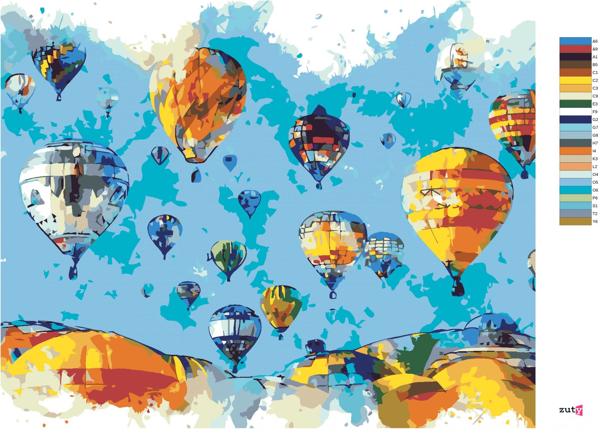 zuty Malování podle čísel - MALOVANÉ BALONY - Rozměr: 40x50 cm, Rámování: Varianta: bez rámu a bez vypnutí plátna - obrázek 8