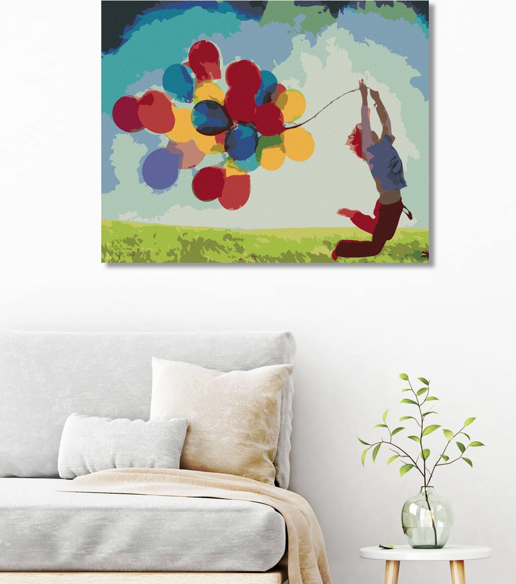 zuty Malování podle čísel - DÍTĚ A BAREVNÉ BALONKY - Rozměr: 40x50 cm, Rámování: Varianta: vypnuté plátno na rám - obrázek 5