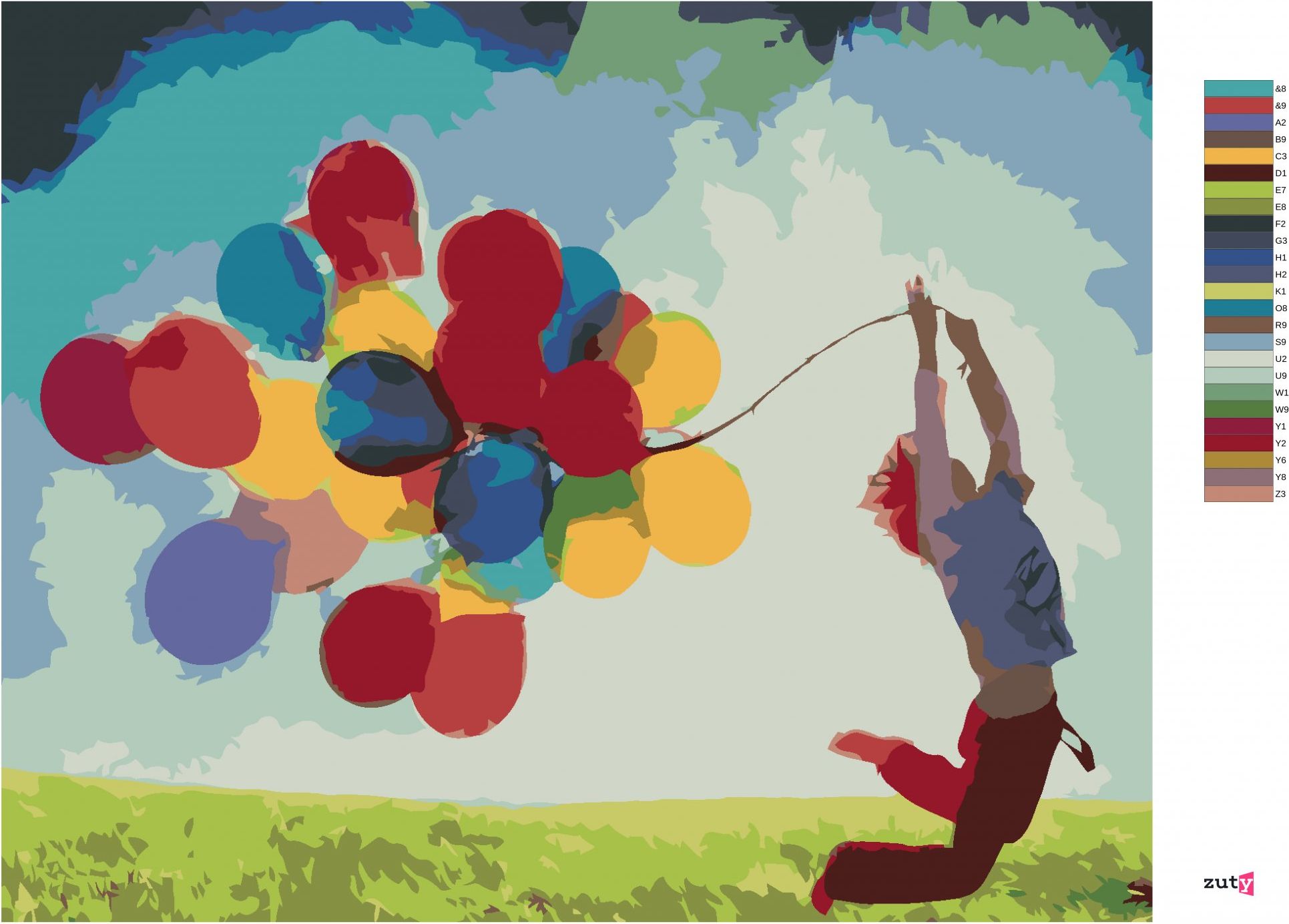 zuty Malování podle čísel - DÍTĚ A BAREVNÉ BALONKY - Rozměr: 40x50 cm, Rámování: Varianta: vypnuté plátno na rám - obrázek 9