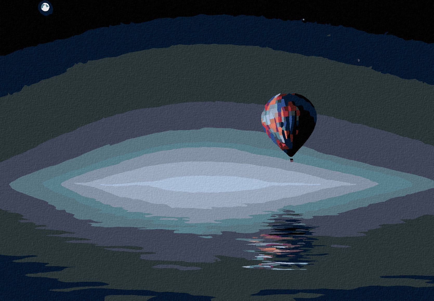 zuty Malování podle čísel - HORKOVZDUŠNÝ BALON NAD OCEÁNEM - Rozměr: 40x50 cm, Rámování: Varianta: vypnuté plátno na rám - obrázek 1