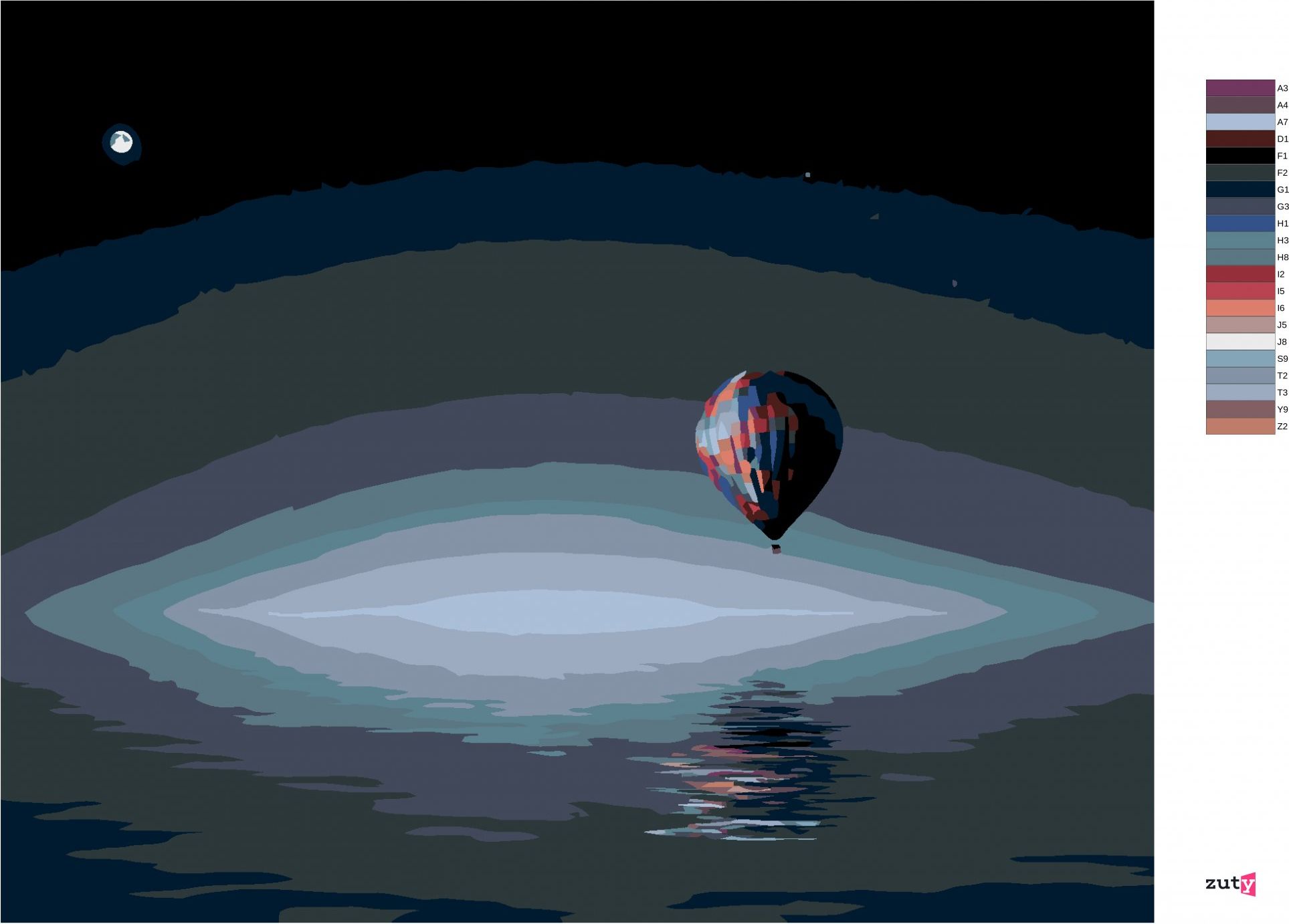 zuty Malování podle čísel - HORKOVZDUŠNÝ BALON NAD OCEÁNEM - Rozměr: 40x50 cm, Rámování: Varianta: vypnuté plátno na rám - obrázek 4