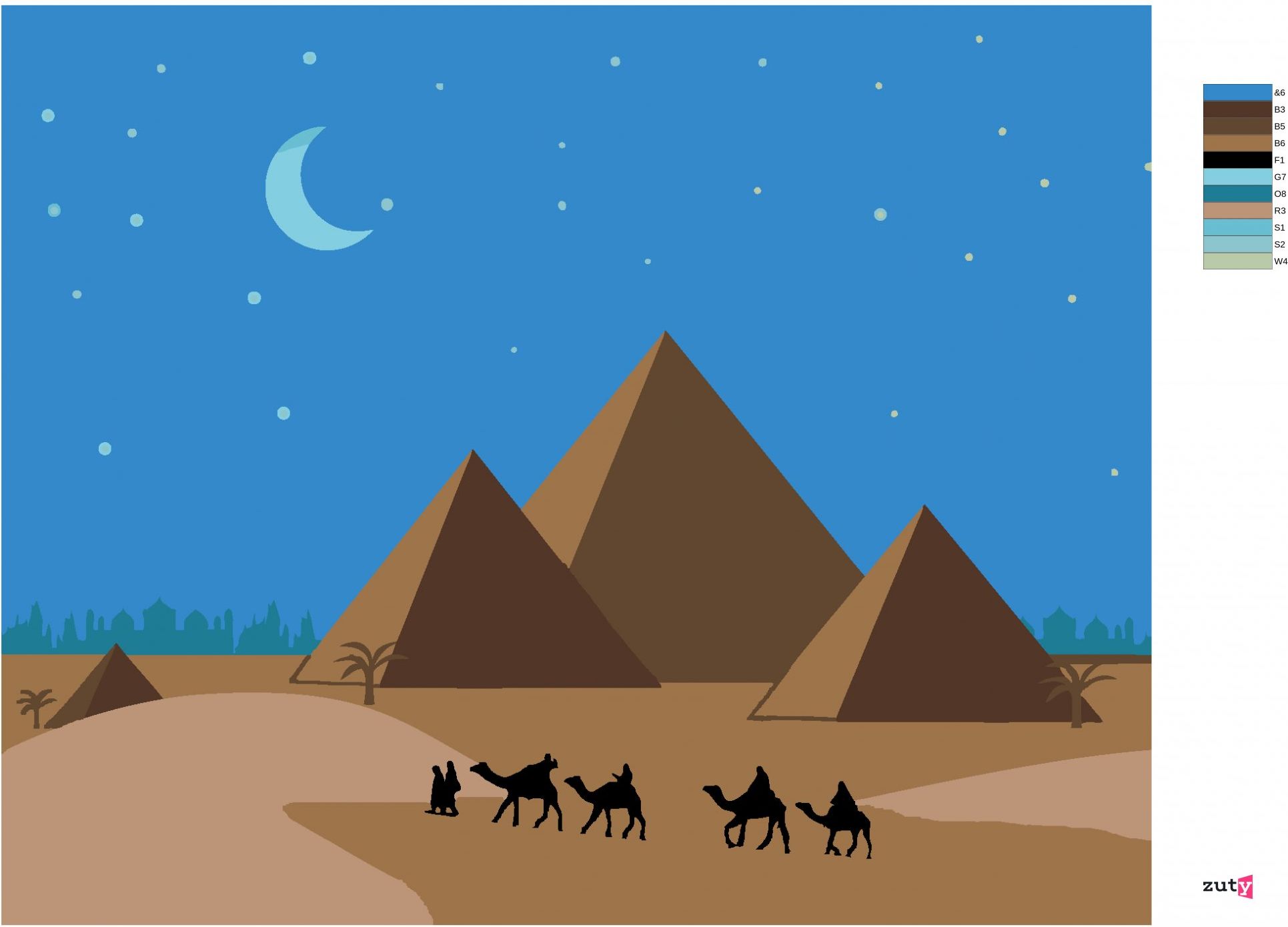 zuty Malování podle čísel - PYRAMIDY EGYPT - Rozměr: 40x50 cm, Rámování: Varianta: vypnuté plátno na rám - obrázek 3
