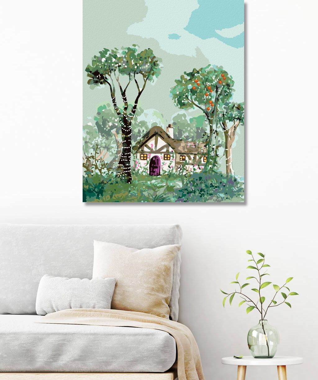 zuty Malování podle čísel - DŮM V POHÁDKOVÉ KRAJINĚ - Rozměr: 40x50 cm, Rámování: Varianta: bez rámu a bez vypnutí plátna - obrázek 3