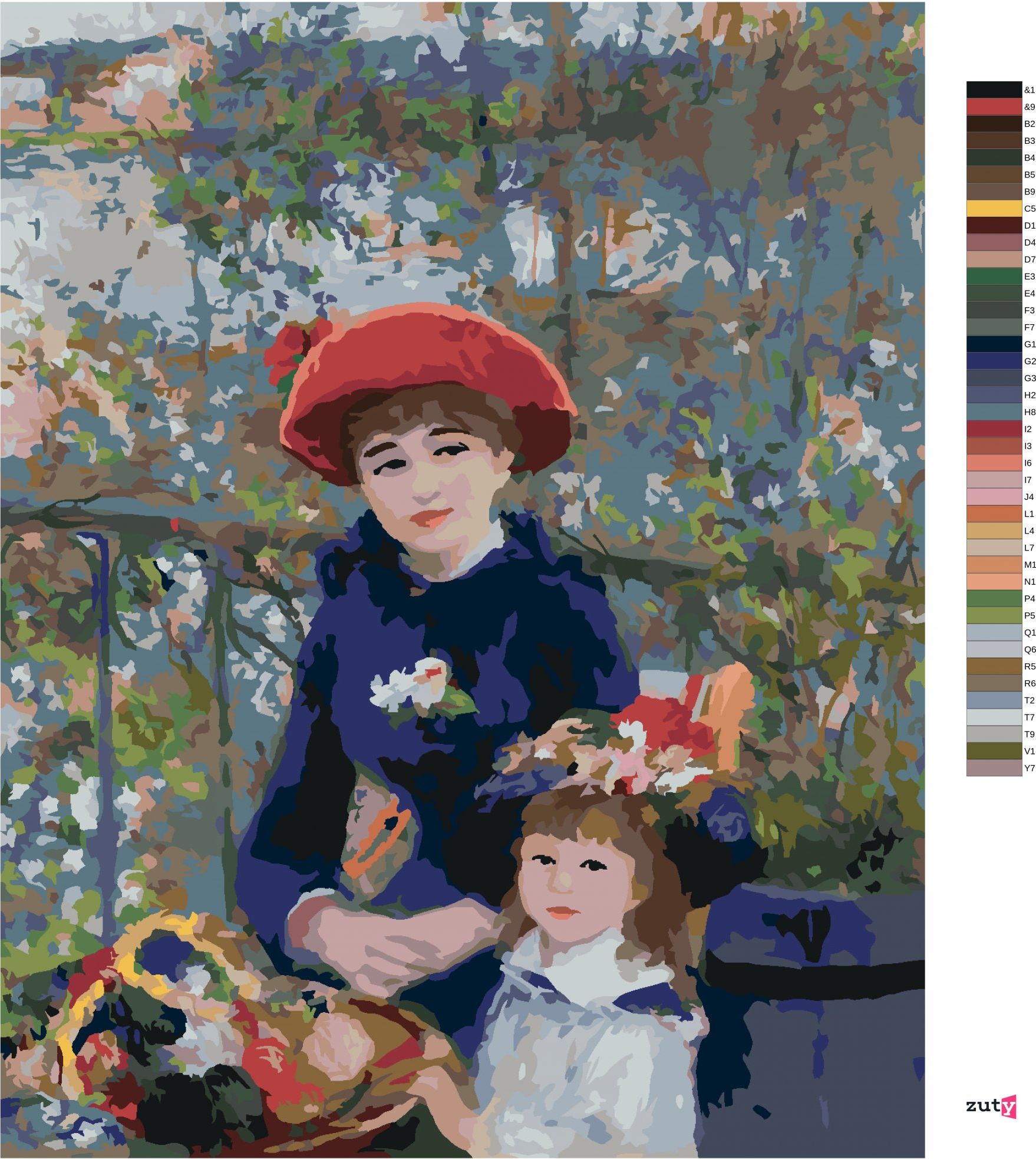 zuty Malování podle čísel - DVĚ SESTRY NA TERASE (PIERRE-AUGUSTE RENOIR) - Rozměr: 40x50 cm, Rámování: Varianta: bez rámu a bez vypnutí plátna - obrázek 3