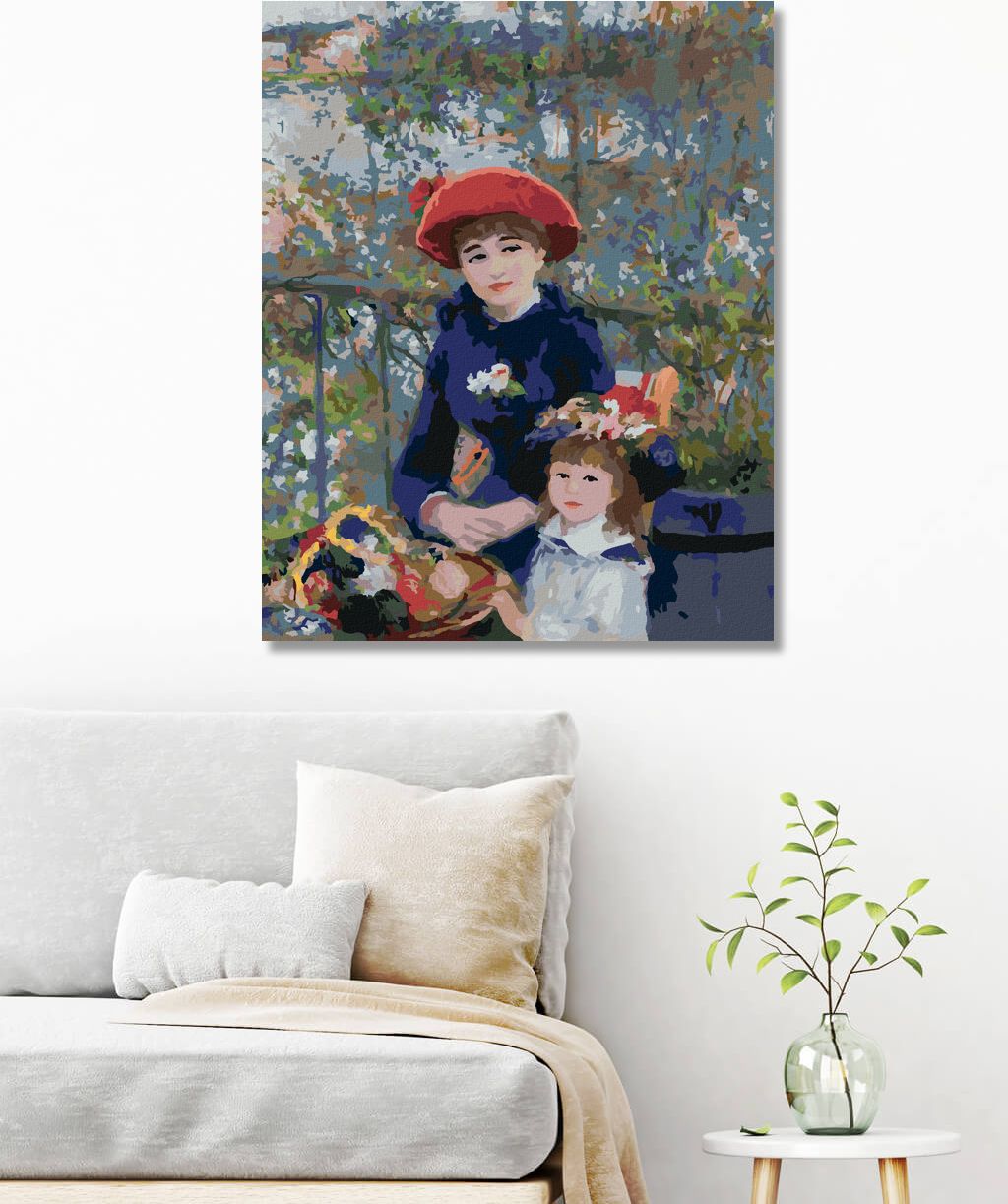 zuty Malování podle čísel - DVĚ SESTRY NA TERASE (PIERRE-AUGUSTE RENOIR) - Rozměr: 40x50 cm, Rámování: Varianta: bez rámu a bez vypnutí plátna - obrázek 4